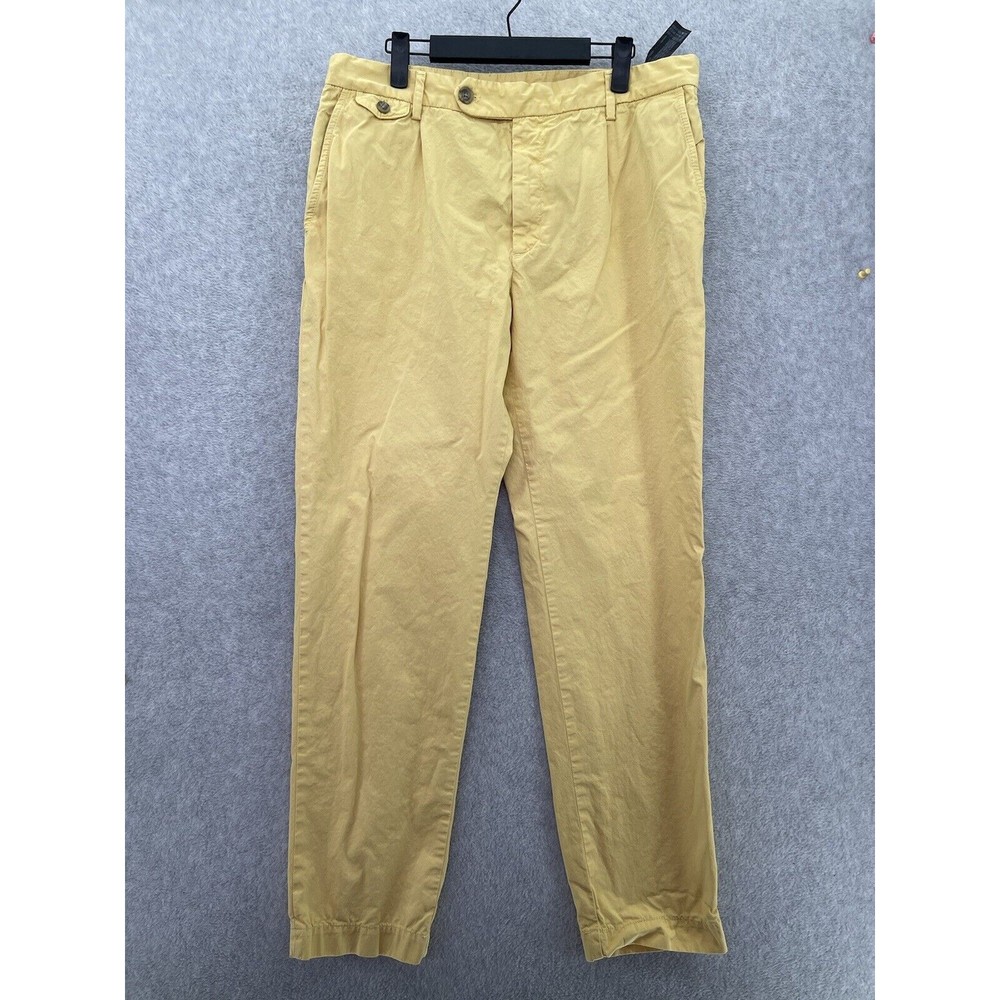 Zara Women's Pants Solid Yellow Size 32 Pleated 100% Cotton